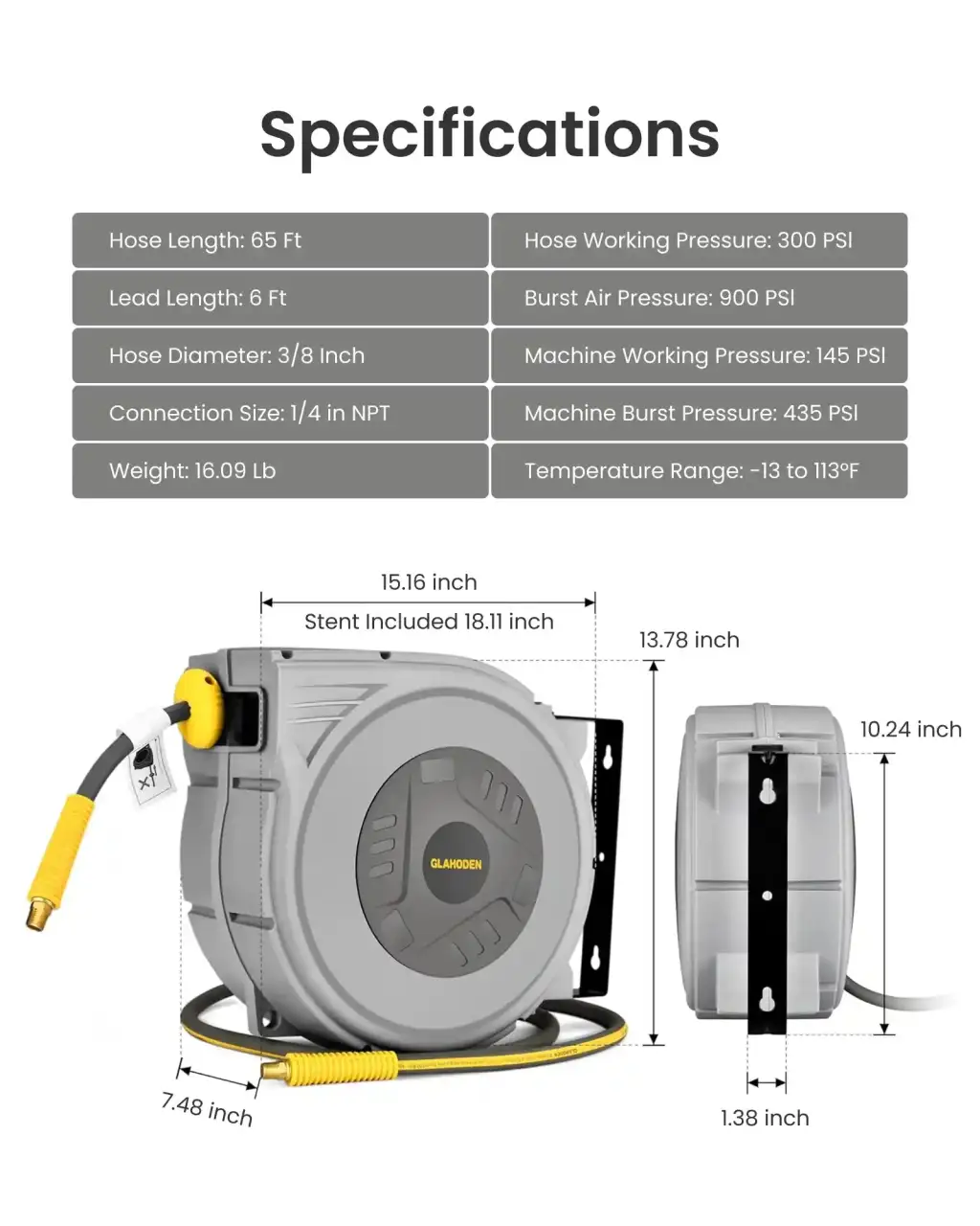 Retractable Air Hose Reel - PP Housing
