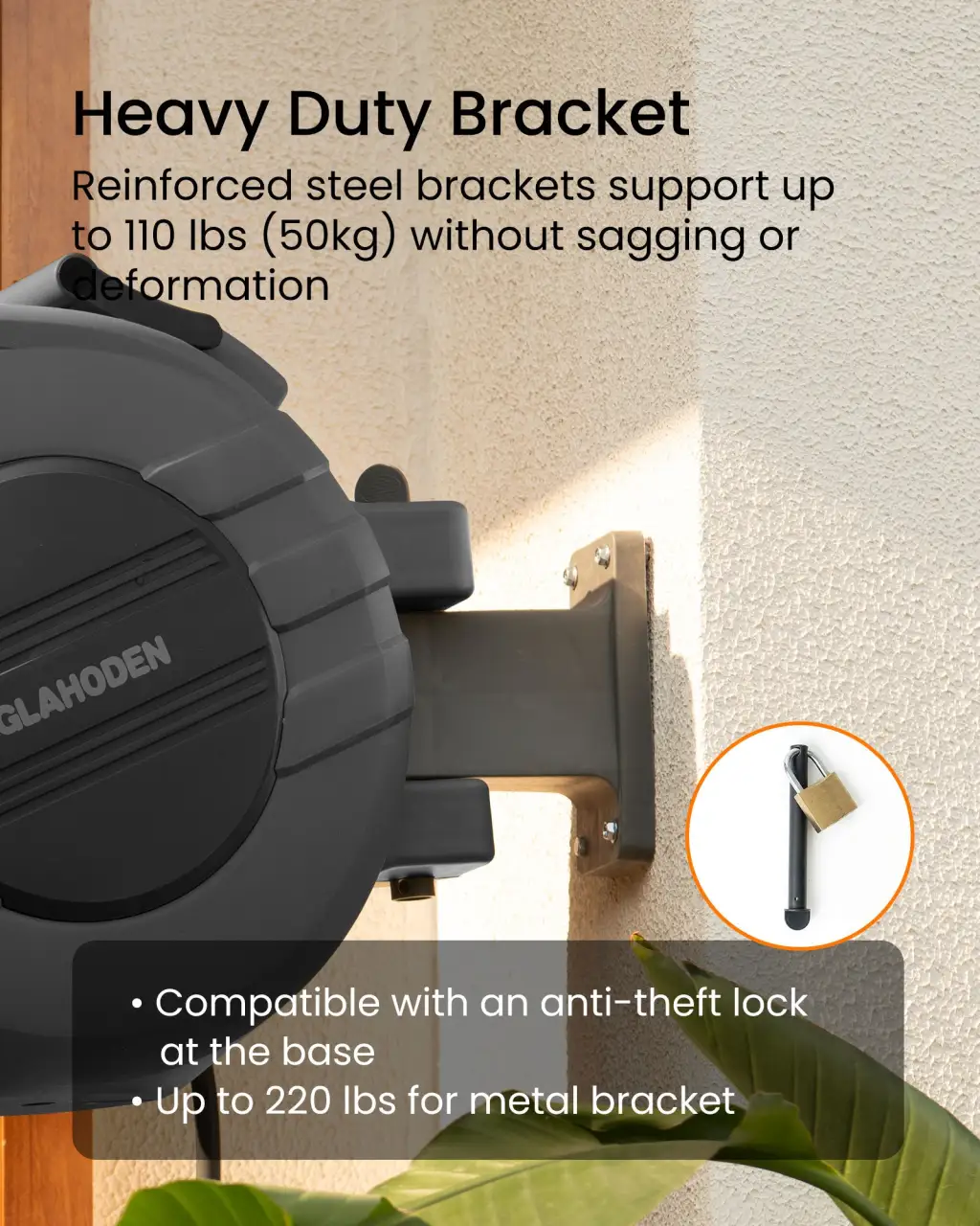 J Series Retractable Garden Hose Reel - Dark Gray