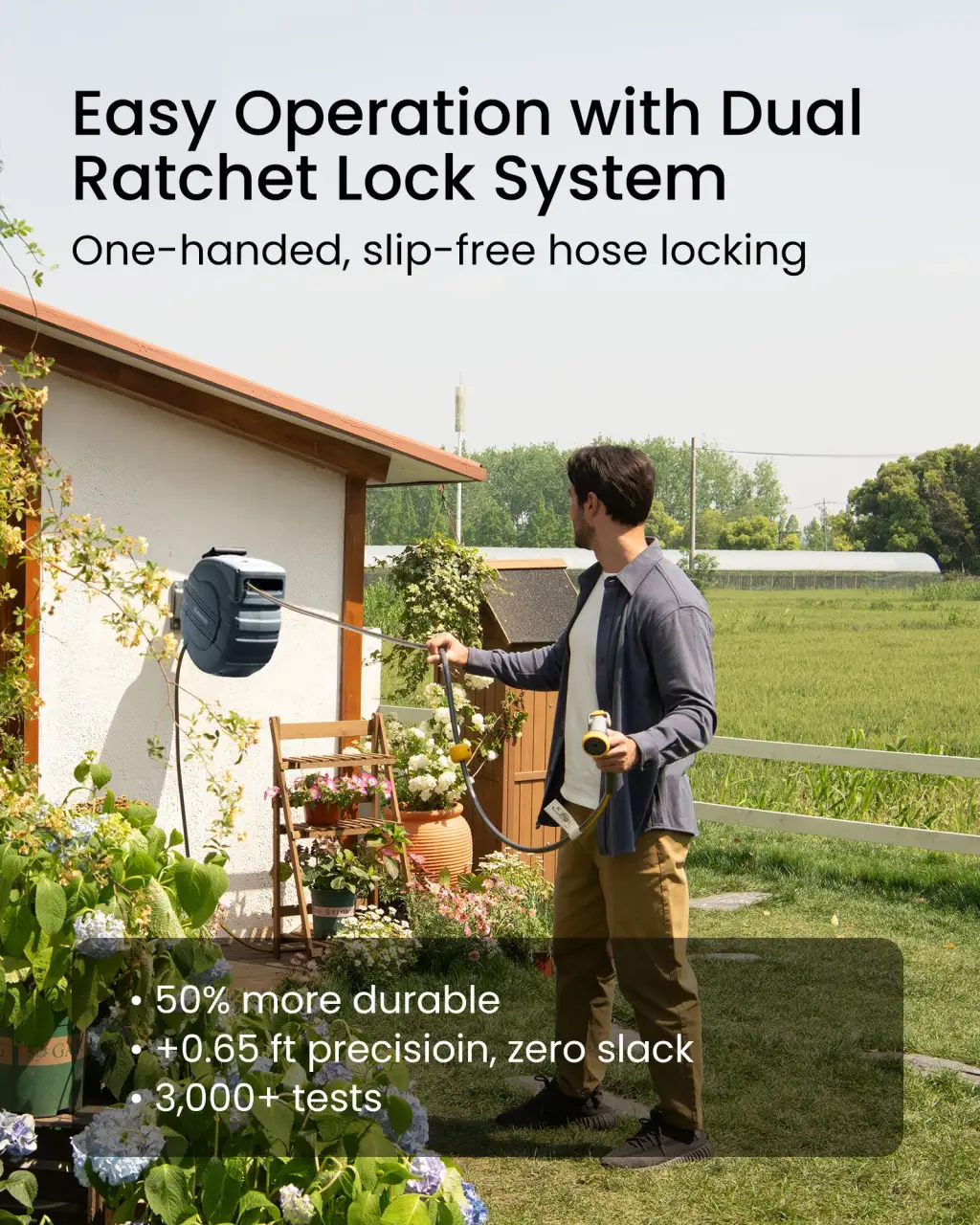 J Series Retractable Garden Hose Reel - Dark Gray