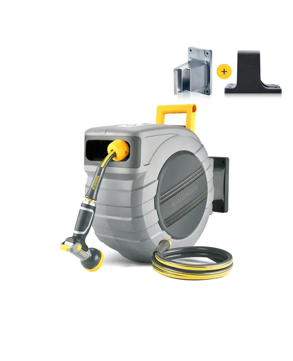 J Series Retractable Garden Hose Reel - Light Gray