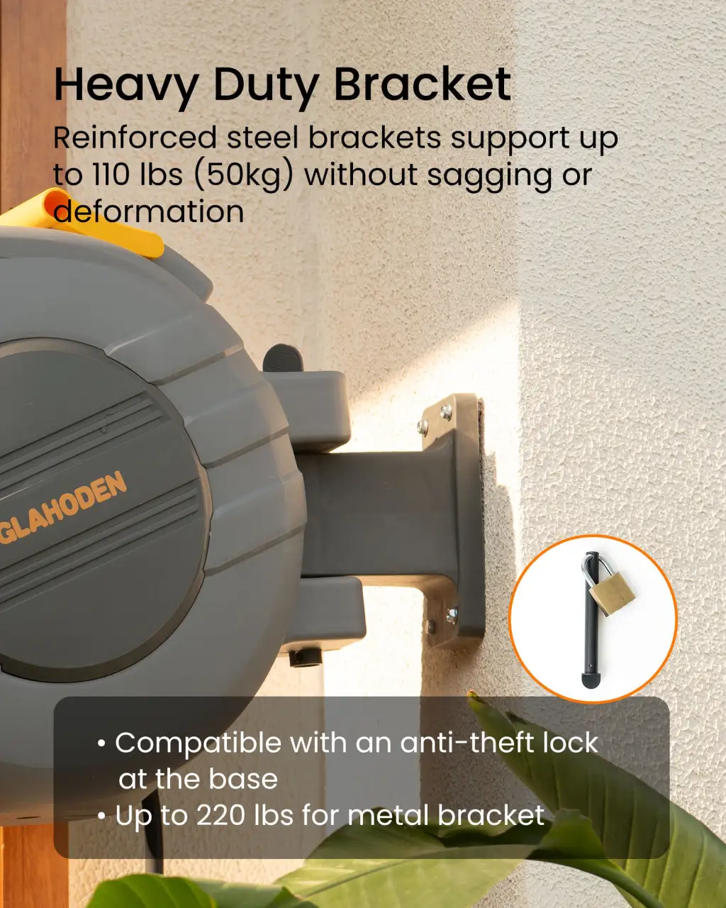 J Series Retractable Garden Hose Reel - Light Gray