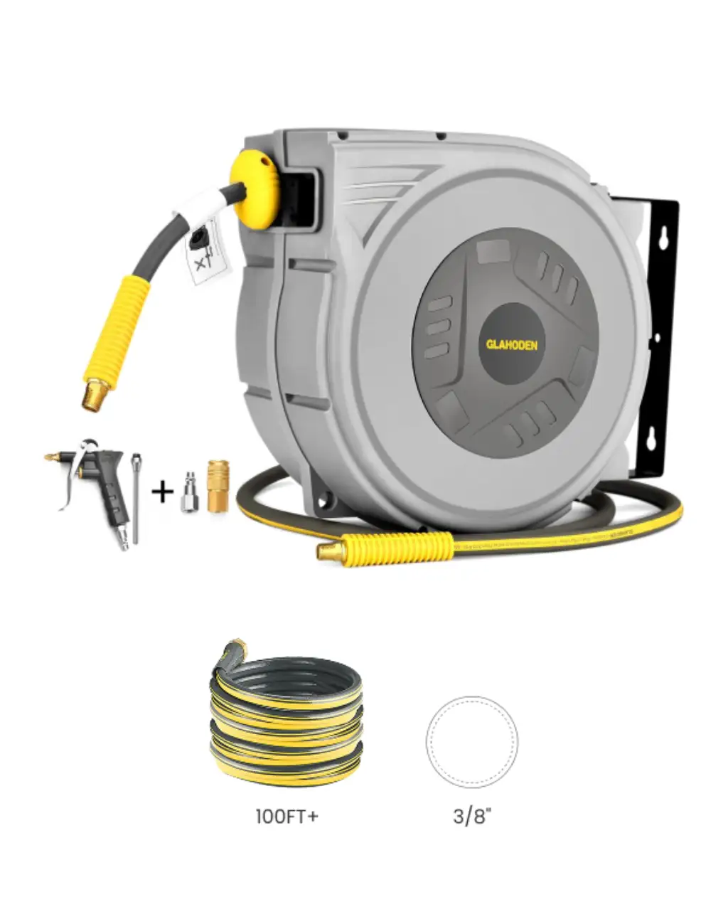Retractable Air Hose Reel-PP Housing-3/8in-100ft
