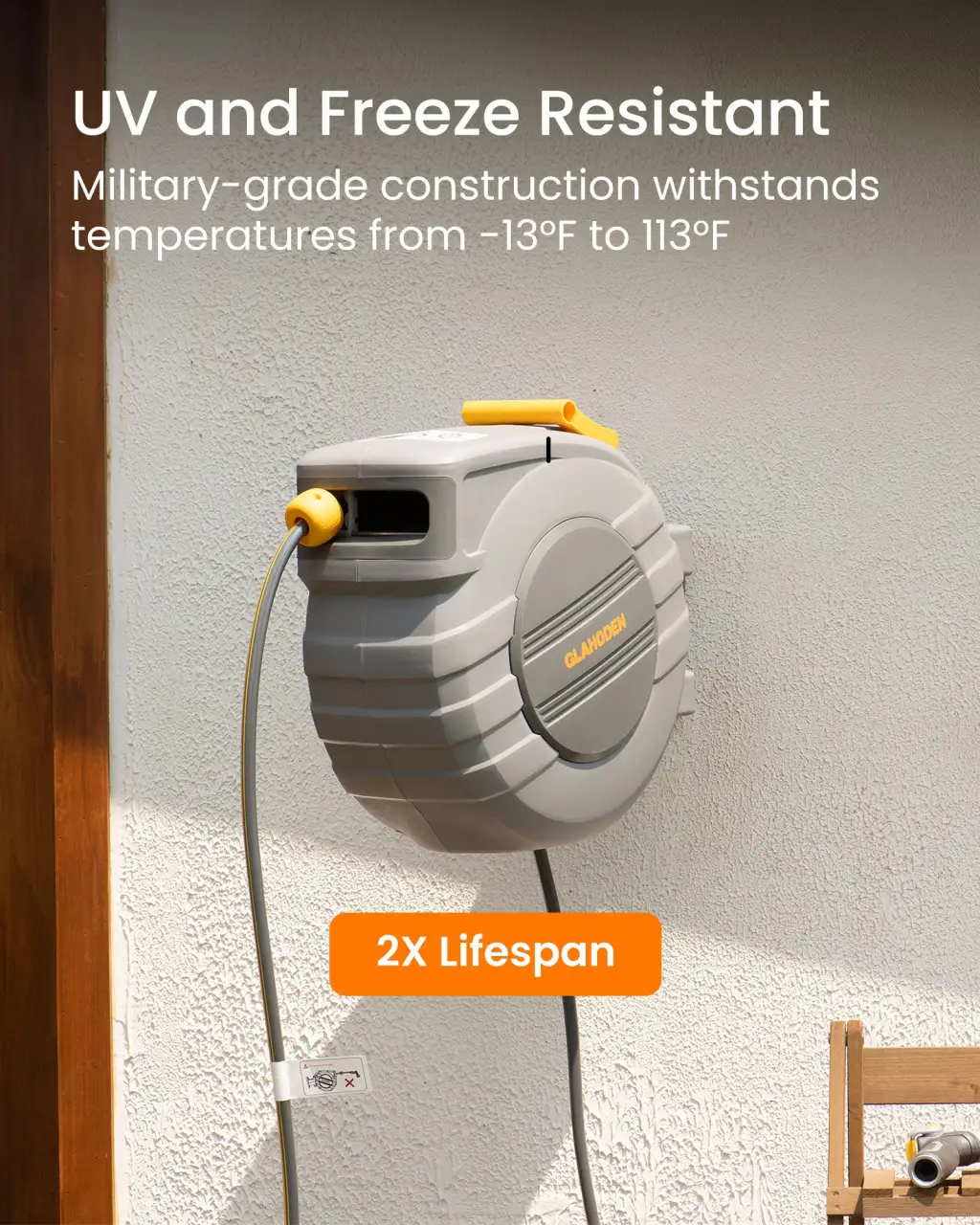 J Series Retractable Garden Hose Reel - Light Gray