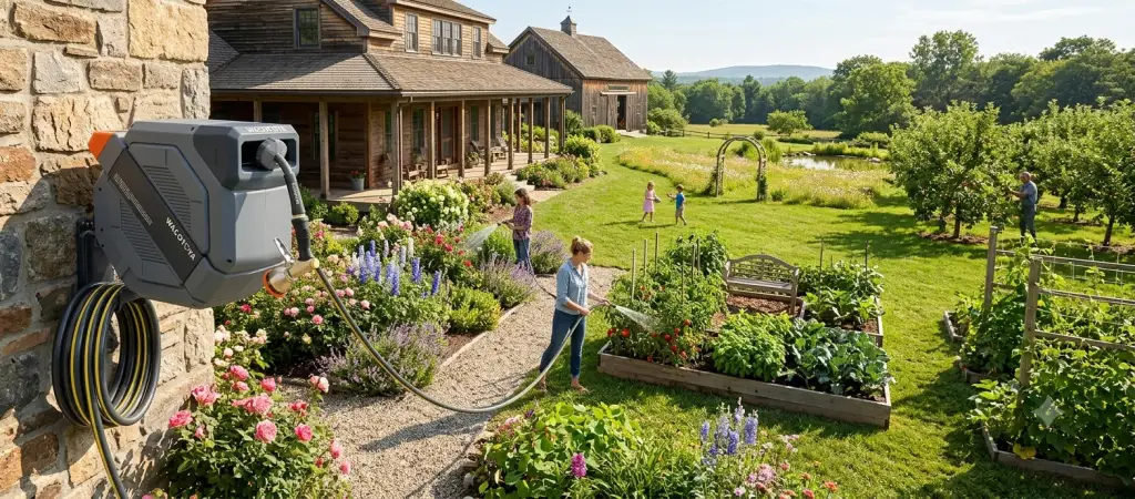 Editorial image supporting Planning Hose Reach, Storage, and Garden Access.