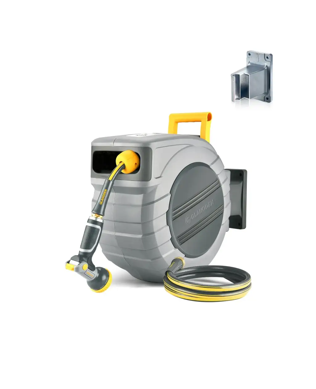 J Series Retractable Garden Hose Reel - Light Gray