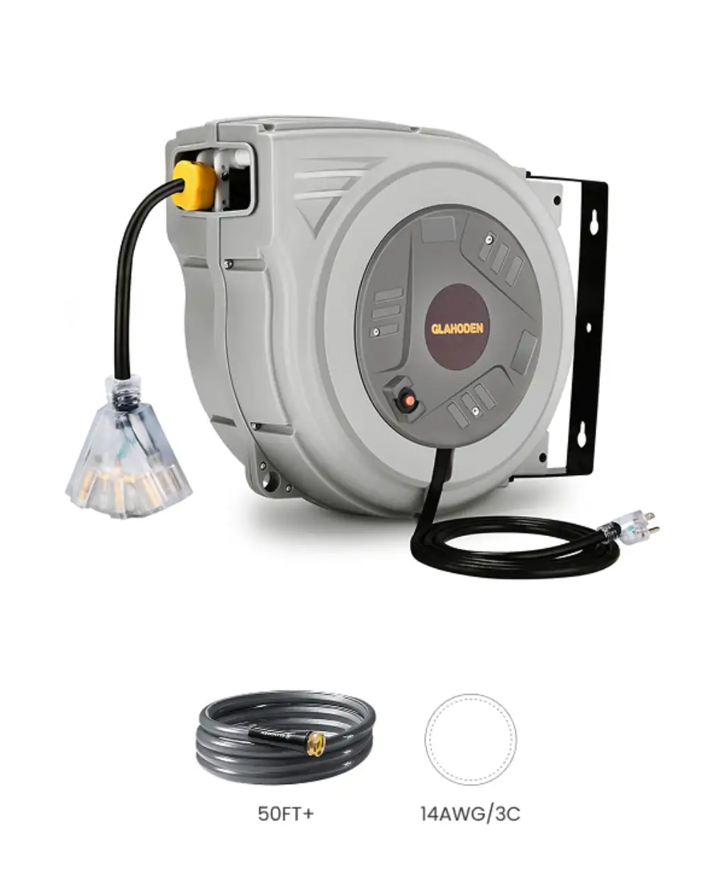 14AWG/3C 50FT+Retractable Extension Cord Reel 