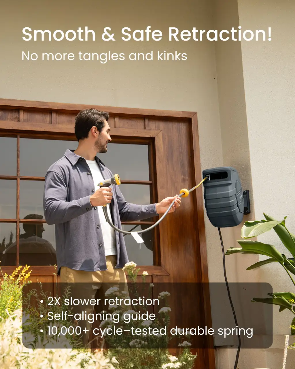 J Series Retractable Garden Hose Reel - Dark Gray